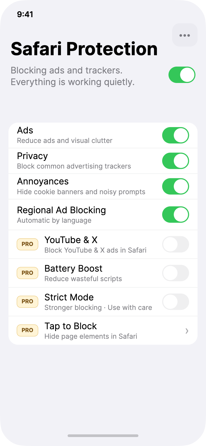 Stillwall Home screen with protection On